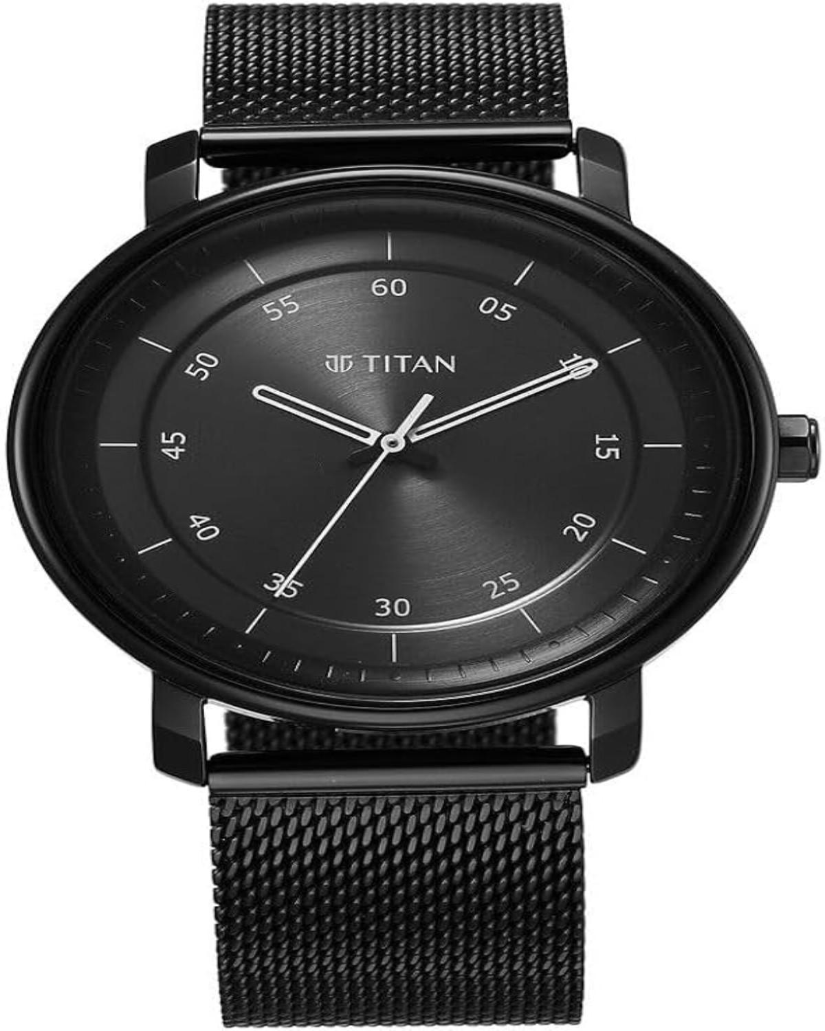TITAN WORKWEAR QUARTZ ANALOG ANTHRACITE DIAL STAINLESS STEEL STRAP MEN’S WATCH NT1884NM01