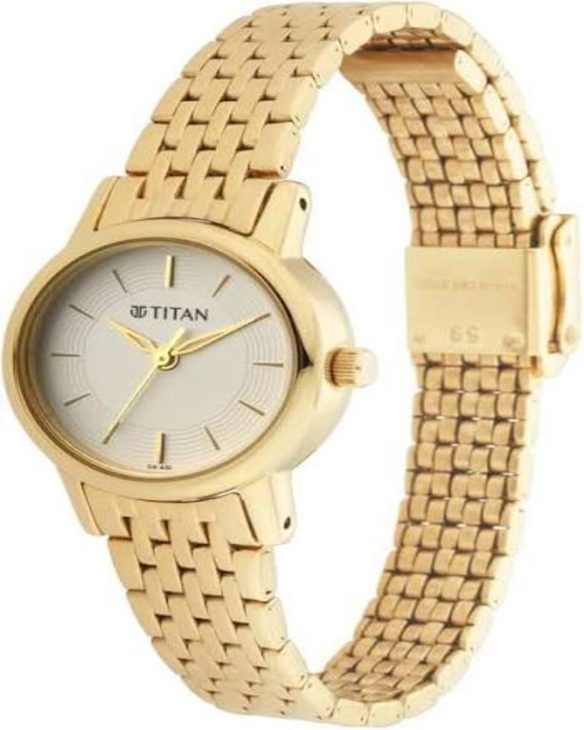 TITAN KARISHMA QUARTZ ANALOG WHITE DIAL GOLD-TONE METAL STRAP WOMEN’S WATCH NT2593YM02 - Image 2