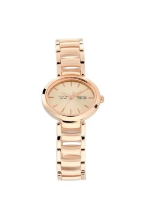 TITAN RAGA VIVA QUARTZ ANALOG ROSE GOLD DIAL ROSE GOLD METAL STRAP WOMEN’S WATCH NT2608WM01