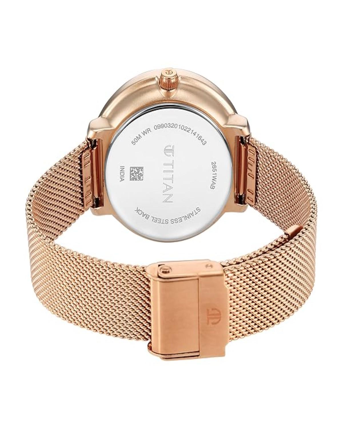 TITAN NEO QUARTZ MULTIFUNCTION GREEN DIAL ROSE GOLD STAINLESS STEEL STRAP WOMEN’S WATCH NT2651WM05 - Image 4