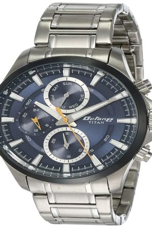 TITAN OCTANE QUARTZ MULTIFUNCTION BLUE DIAL STAINLESS STEEL STRAP WATCH NT90104KM01