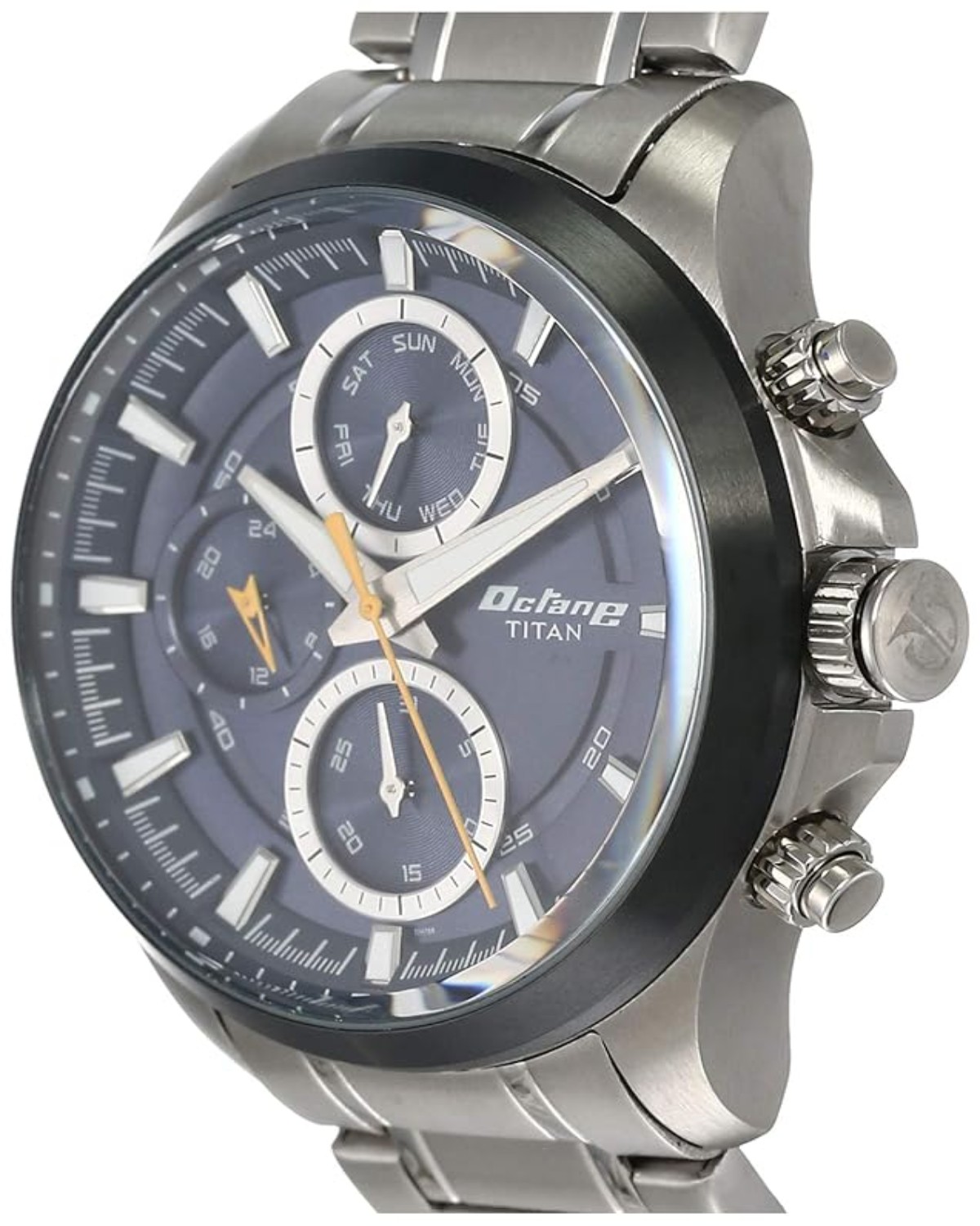 TITAN OCTANE QUARTZ MULTIFUNCTION BLUE DIAL STAINLESS STEEL STRAP WATCH NT90104KM01 - Image 3