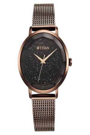 TITAN WORKWEAR QUARTZ ANALOG BLACK DIAL STAINLESS STEEL STRAP WOMEN’S WATCH NT95184QM01