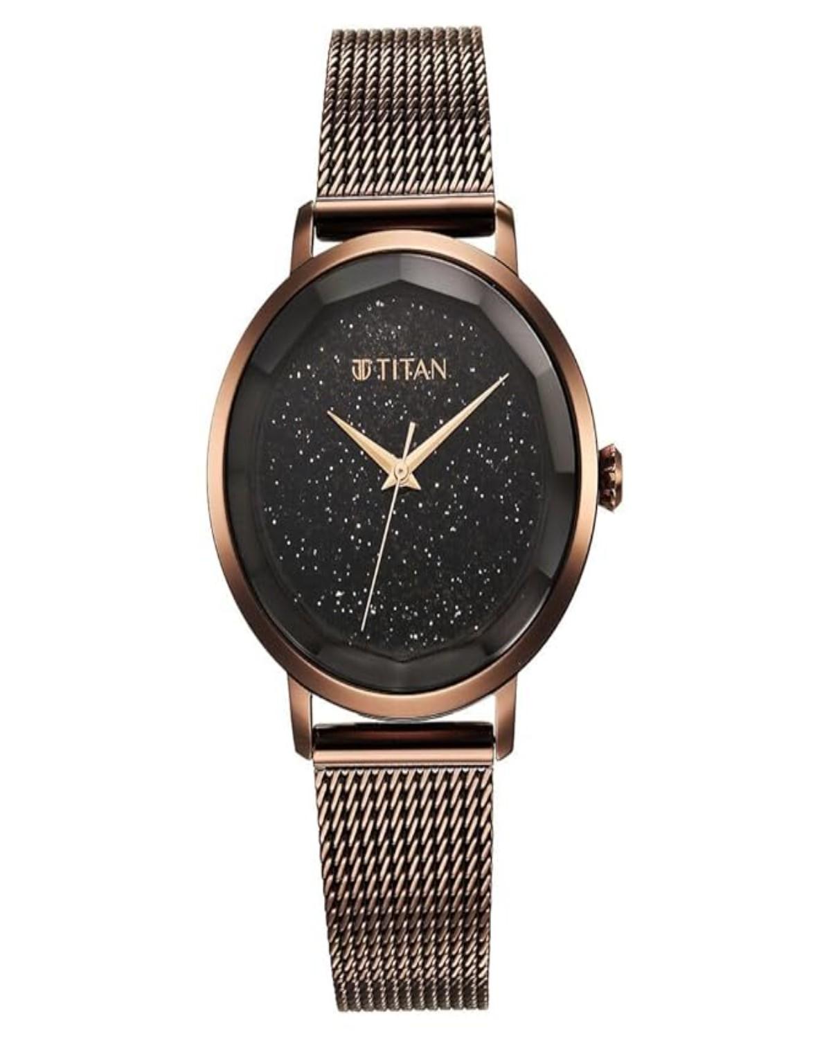 TITAN WORKWEAR QUARTZ ANALOG BLACK DIAL STAINLESS STEEL STRAP WOMEN’S WATCH NT95184QM01