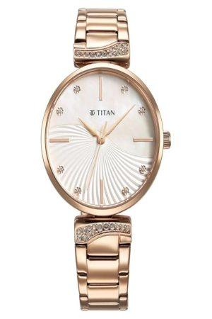 TITAN PURPLE STYLE UP QUARTZ ANALOG MOTHER-OF-PEARL DIAL ROSE GOLD STAINLESS STEEL STRAP WOMEN’S WATCH NT95237WM01