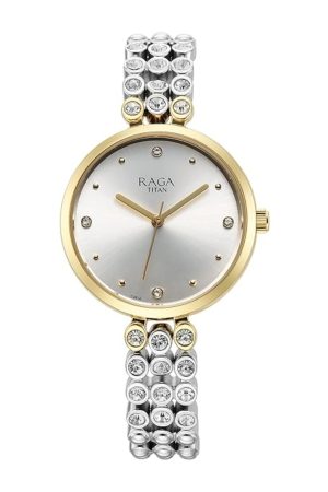 TITAN WORKWEAR QUARTZ ANALOG BROWN DIAL STAINLESS STEEL STRAP WOMEN’S WATCH NT95262BM01