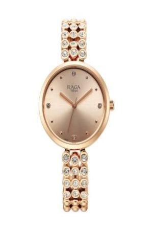 TITAN RAGA SHOWSTOPPER QUARTZ ANALOG ROSE GOLD DIAL METAL STRAP WOMEN’S WATCH NT95262WM01