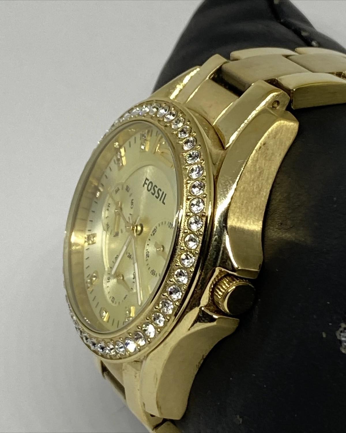 Fossil Riley Multifunction Gold-Tone Stainless Steel Watch ES3203 - Image 2