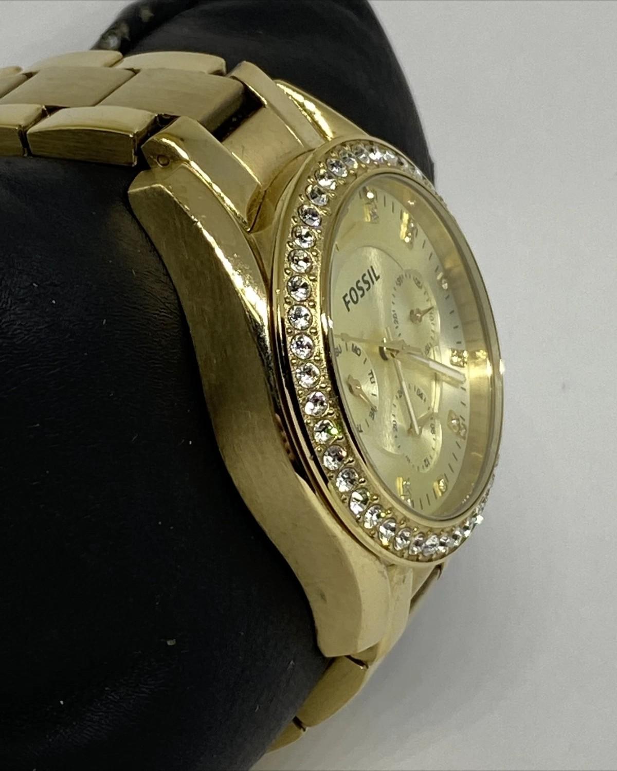Fossil Riley Multifunction Gold-Tone Stainless Steel Watch ES3203 - Image 3
