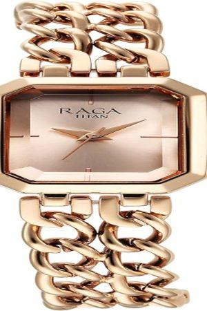 TITAN RAGA SHOWSTOPPER QUARTZ ANALOG ROSE GOLD DIAL ROSE GOLD METAL STRAP WOMEN’S WATCH 95283WM01